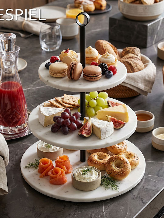 Espiel Stone Tiered Appetizer Stand White Ø30xH36cm Espiel Stone Tiered Appetizer Stand White Ø30xH36cm