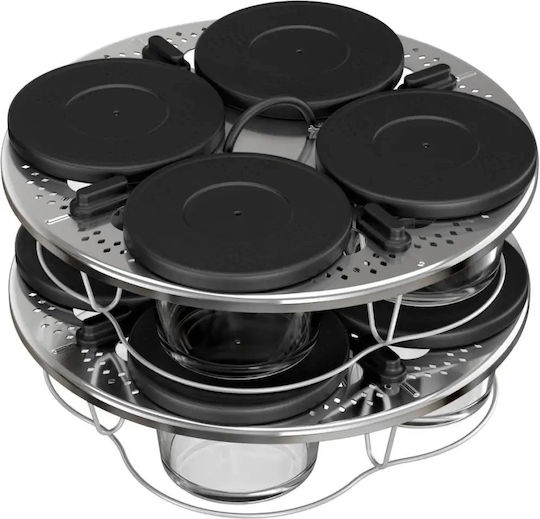 Tefal Комплект 8 Стъклени Контейнери Поставка За Капаци Xa6140e0 Съвместим С Tefal Cook4me Мултикукър Серия Cy85xx Cy91xx Прозрачен