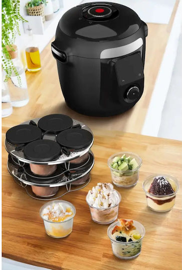 Tefal Комплект 8 Стъклени Контейнери Поставка За Капаци Xa6140e0 Съвместим С Tefal Cook4me Мултикукър Серия Cy85xx Cy91xx Прозрачен