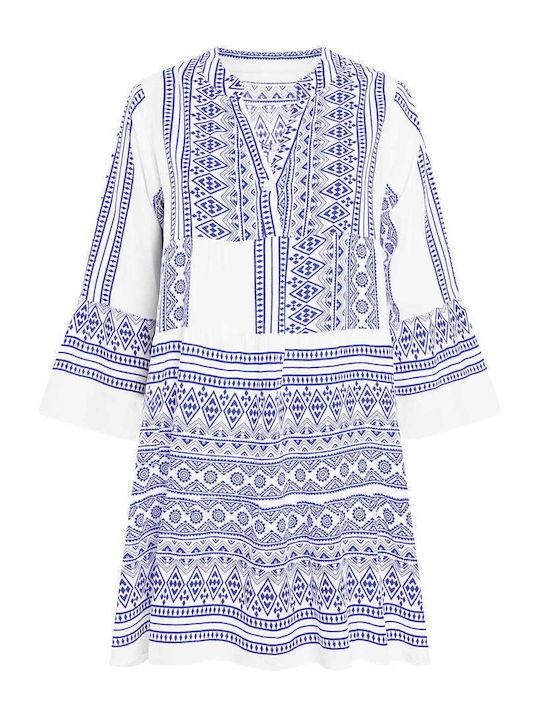 Celestino Women's Printed Loose Fit Blue Kaftan Dress