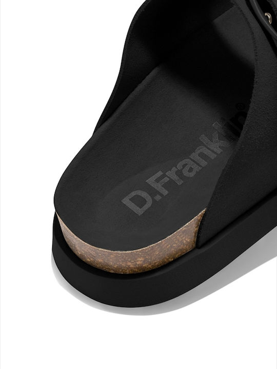 Double Buckle Strap Γυναικεία Σανδάλια Flatforms Μαύρα