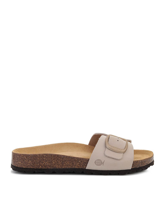 Leder Flache Sandalen Für Damen Beige