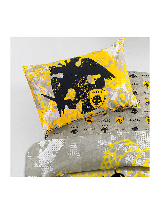 Palamaiki Aek 1924 Kids Cotton Pillowcase Set 52x72cm Gray