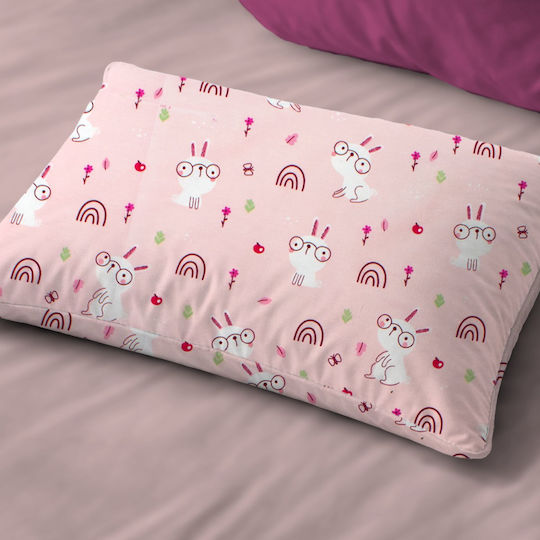 Dimcol Rabbit Garden 585 Детски Калъф За Възглавница От 100% Памук 50x70см Розов