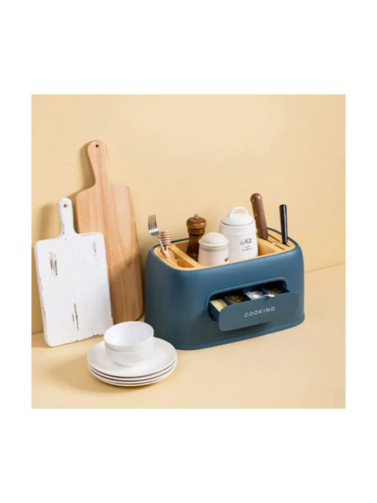 Lalos Plastic Tabletop Spice Rack Organizer Blue