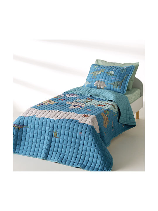 Kentia Kids Quilt Set Single with Pillowcase Pachy Blue-mint 160x220cm