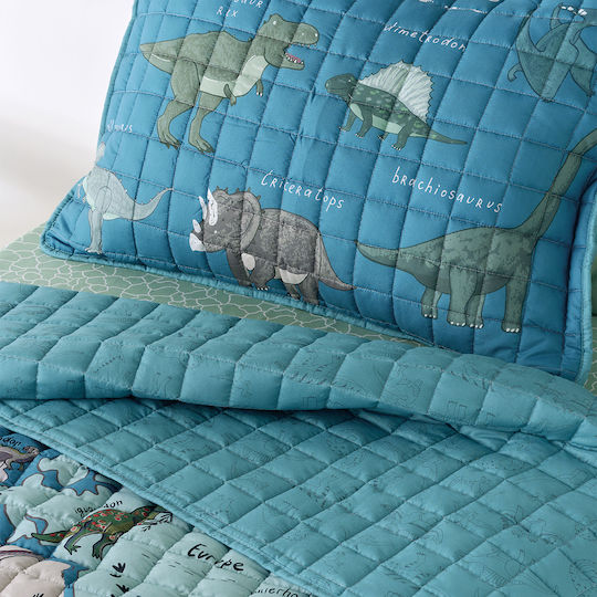 Kentia Kids Quilt Set Single with Pillowcase Pachy Blue-mint 160x220cm