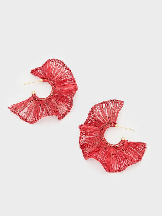 Nali Knitted Red Hoop Earrings