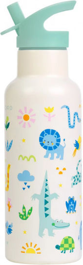 A Little Lovely Company Детска Бутилка Термос От Неръждаема Стомана Със Сламка Сива 500ml