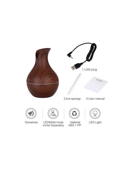 Ξύλινο Αποσμητικό Χώρου Χρώματος Καφέ Ultrasonic Aroma Humidifier Oem