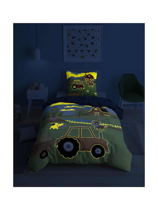 Detexpol Set Kinderbettbezug Einzel mit Kissenbezug Fluorescent 160x200cm