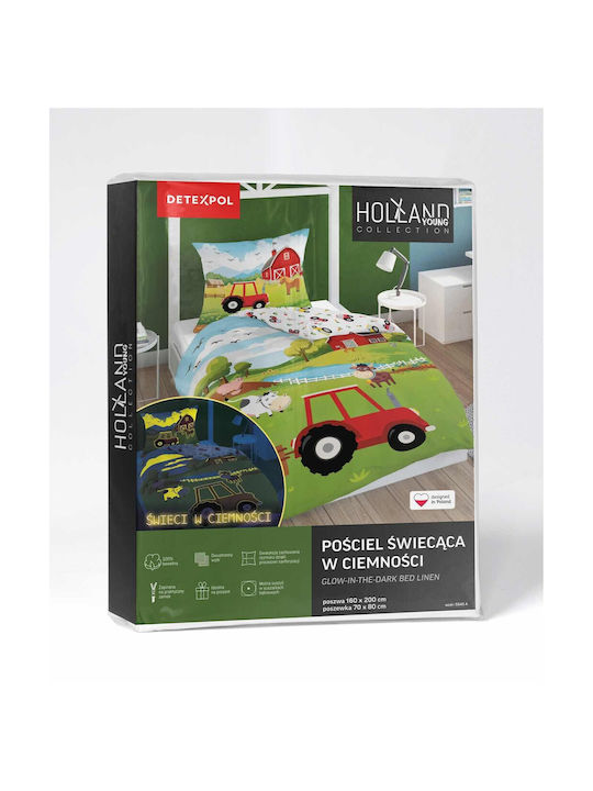 Detexpol Set Kinderbettbezug Einzel mit Kissenbezug Fluorescent 160x200cm
