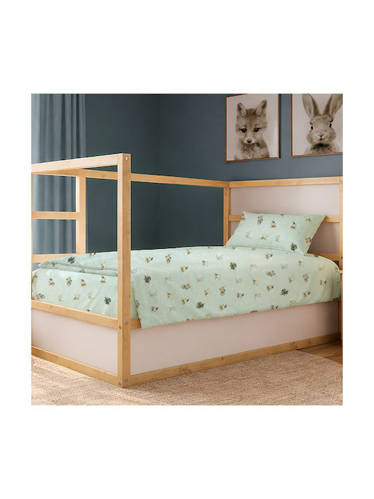 Dimcol Bear's Playtime 593 Cearceaf Pentru Copii Single Din Bumbac Mint 160x240cm