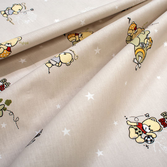 Dimcol Bear's Playtime 592 Kinderbettbezug Einzel Baumwolle Beige 160x240cm