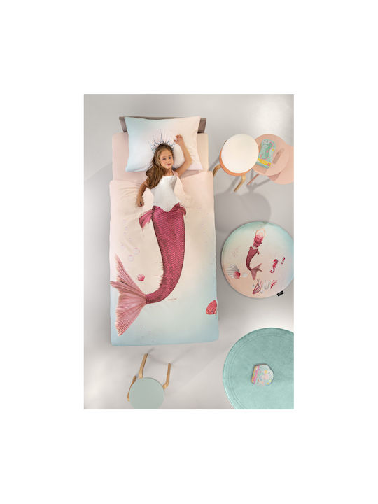 Saint Clair Mermaid Suede Set Kids Duvet Cover Single with Pillowcase Pink 160x220cm