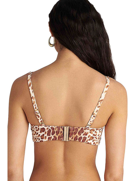 Strapless Bikini Top D Cup με Ενίσχυση Animal Print Μπεζ