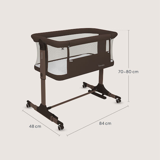Lionelo Pari Baby Cradle with Mattress and Brown Wheels