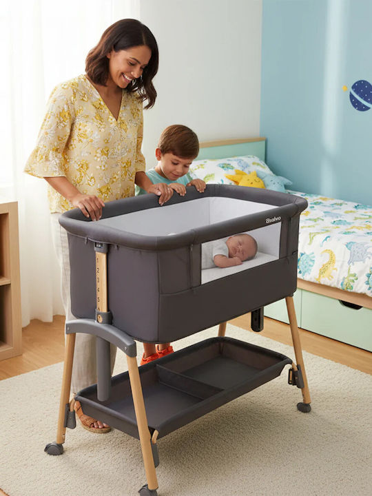 Kinderkraft Ликно Asalvo с Матрак и Сиви Ролки