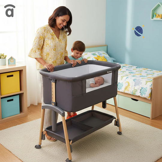 Kinderkraft Λίκνο Asalvo με Στρώμα και Ρόδες Γκρι