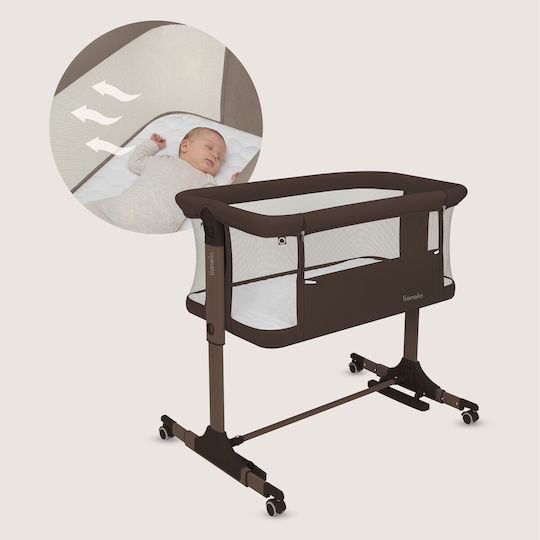 Lionelo Pari Baby Cradle with Mattress and Brown Wheels