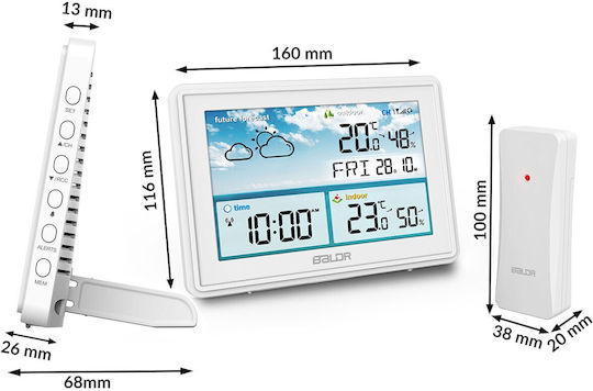 Baldr BD-909 Drahtlos Wetterstation Digital Tischplatte Weiß