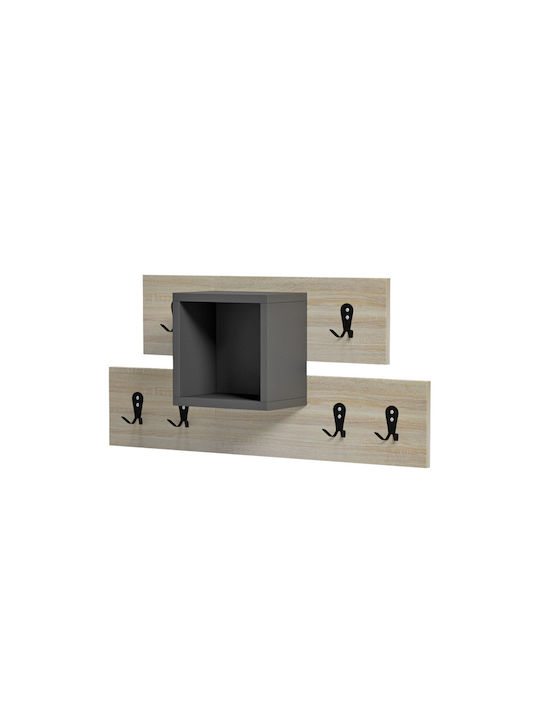 Freebox Κρεμάστρα Τοίχου Ξύλινη Γκρι 69x12x32cm