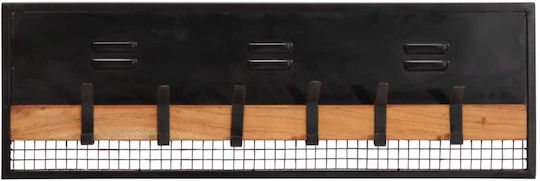 vidaXL Wandhalterung Hölzernes 6 Haken Schwarze 90x30x11cm