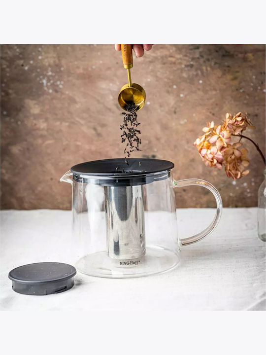 KING Hoff Τσαγιέρα Γυάλινη Γκρι 1500ml