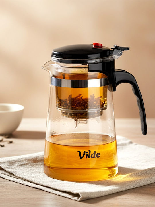 Orion Teapot with Filter Glass Black 680ml