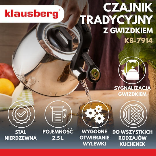 Klausberg Βραστήρας Ανοξείδωτος Γκρι 2500ml