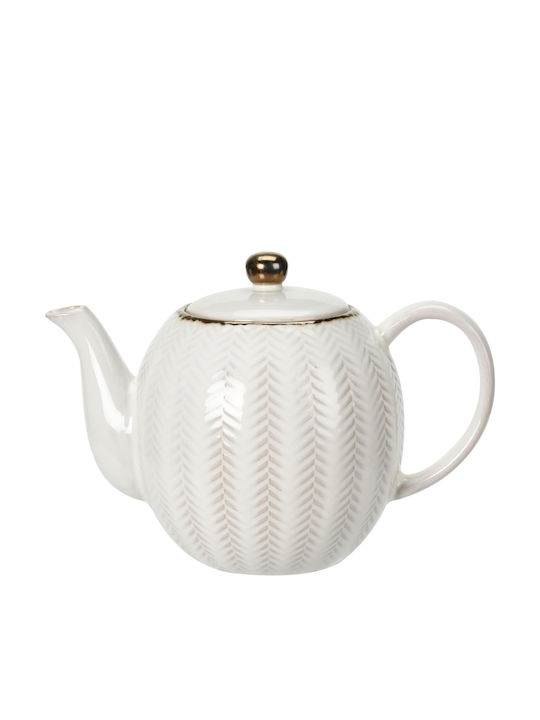 JK Home Decoration Чайник с Чаша Керамичен Бял 1100мл