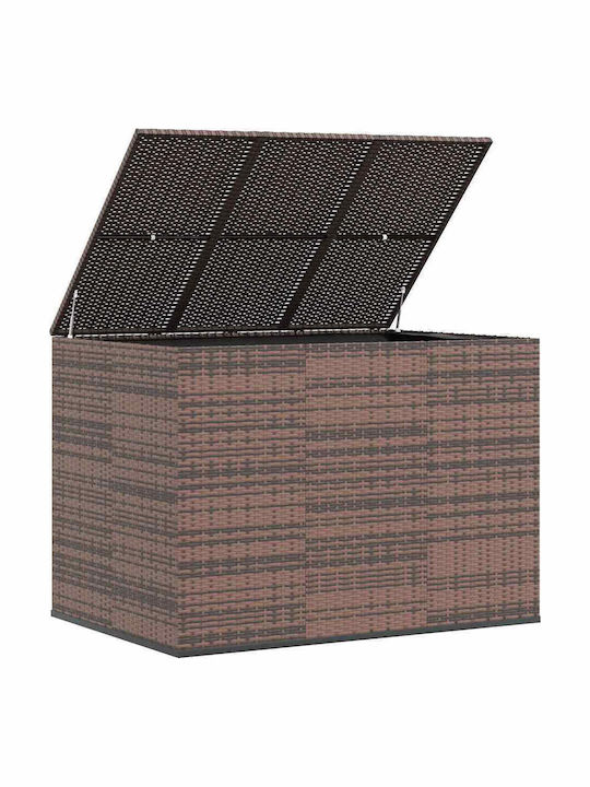 vidaXL Μπαούλο Αποθήκευσης Εξωτερικού Χώρου Rattan Καφέ Μ145xΠ100xΥ103εκ.