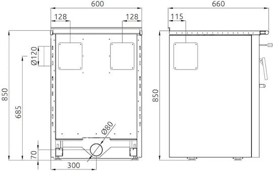Senko SG-60 Μεταλλική Ξυλόσομπα με Φούρνο Μπεζ
