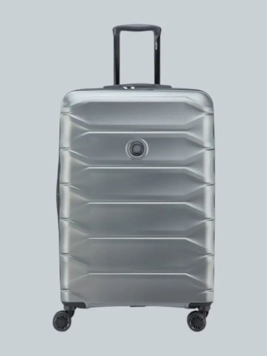 Delsey Meteor Голям Твърд Куфар За Пътуване Сребърен Височина 76см