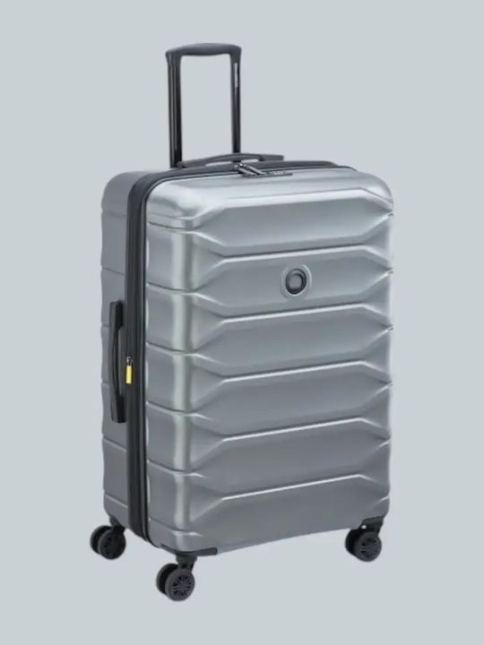 Delsey Meteor Голям Твърд Куфар За Пътуване Сребърен Височина 76см