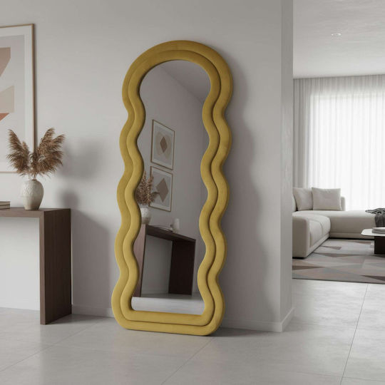 Hanah Home Oglindă De Podea Asimetrică Cu Cadru Din Lemn Galben 170x65cm