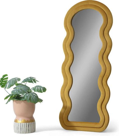 Hanah Home Oglindă De Podea Asimetrică Cu Cadru Din Lemn Galben 170x65cm