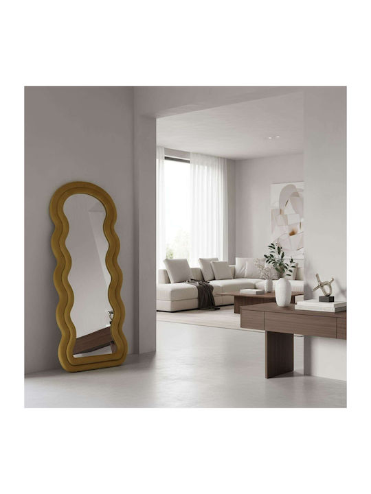 Hanah Home Огледало Асиметрично с Жълта Дървена Рамка 170x65см