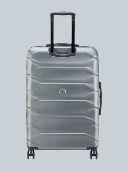Delsey Meteor Голям Твърд Куфар За Пътуване Сребърен Височина 76см