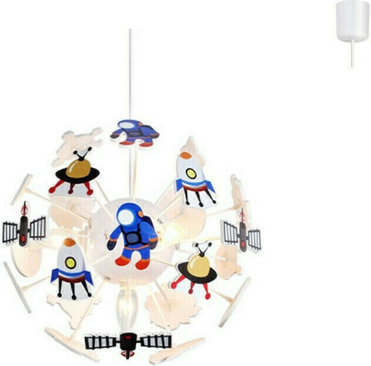 Aca Space Colorful Μονόφωτο Παιδικό Φωτιστικό Κρεμαστό από Πλαστικό 40W με Υποδοχή E14 Πολύχρωμο 35x35cm