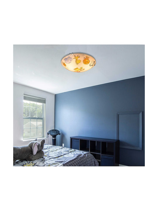 Globo Lighting Kids Metallic Single Mount Ceiling Light E27 Kiddy Multicolour 60W 30x6.5cm