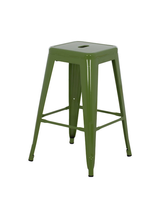 Metallic Garden Stool Outdoor Light Olive Green 43x43x67cm