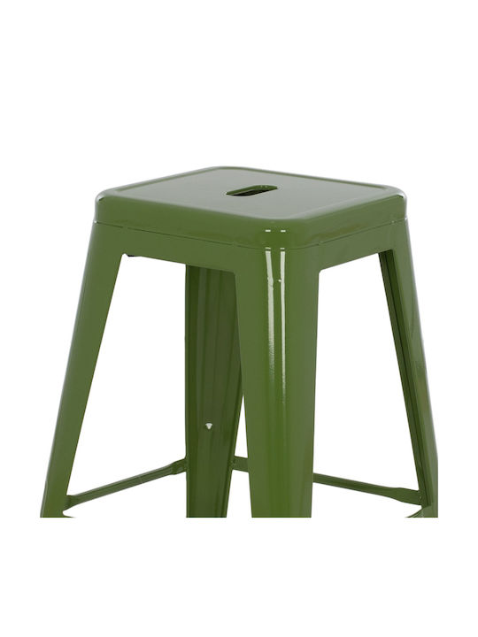 Metallic Garden Stool Outdoor Light Olive Green 43x43x67cm