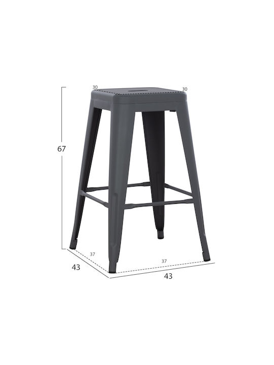Scaun Metalic Bar De Grădină Gri 43x43x67cm