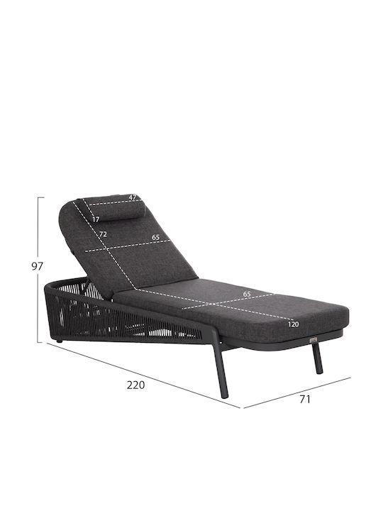 Aluminum Deckchair Olefin with Gray Pillow 75x210x92cm