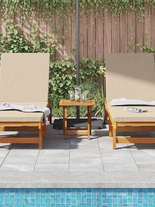 Hölzene Garten- und Pool-Liegestuhl mit Kissen Braune mit Tisch 3 Stück 63x199x85cm