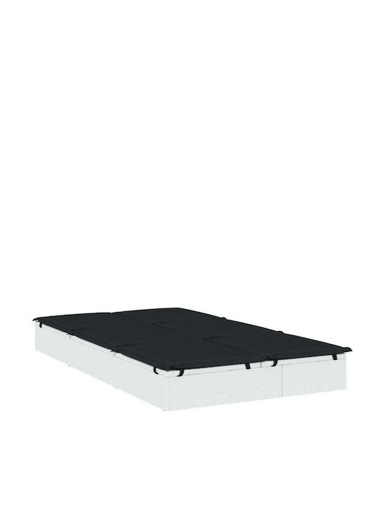 Ξαπλώστρα Διπλή Rattan με Μαξιλάρι Λευκή 201x110x20εκ.