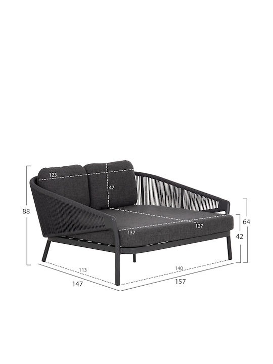 Șezlong Aluminiu Gri 157x149x80 cm