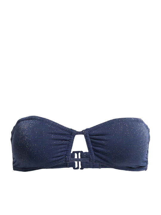 Strapless Bikini Top With Padding Blue