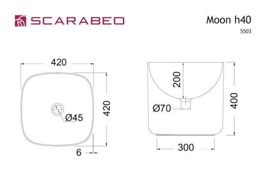 Scarabeo Diva 45 +5503-300 Countertop with Sink L44xW39xH63.5cm Wood
